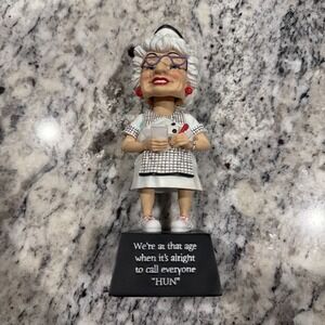 BIDDYS Hun Waitress 2004 Bobble Head Dier Old Lady Funny Senior Citizen Vtg 4503
